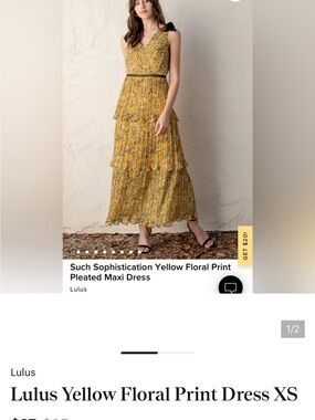 Yellow Floral Pleated Maxi Dress